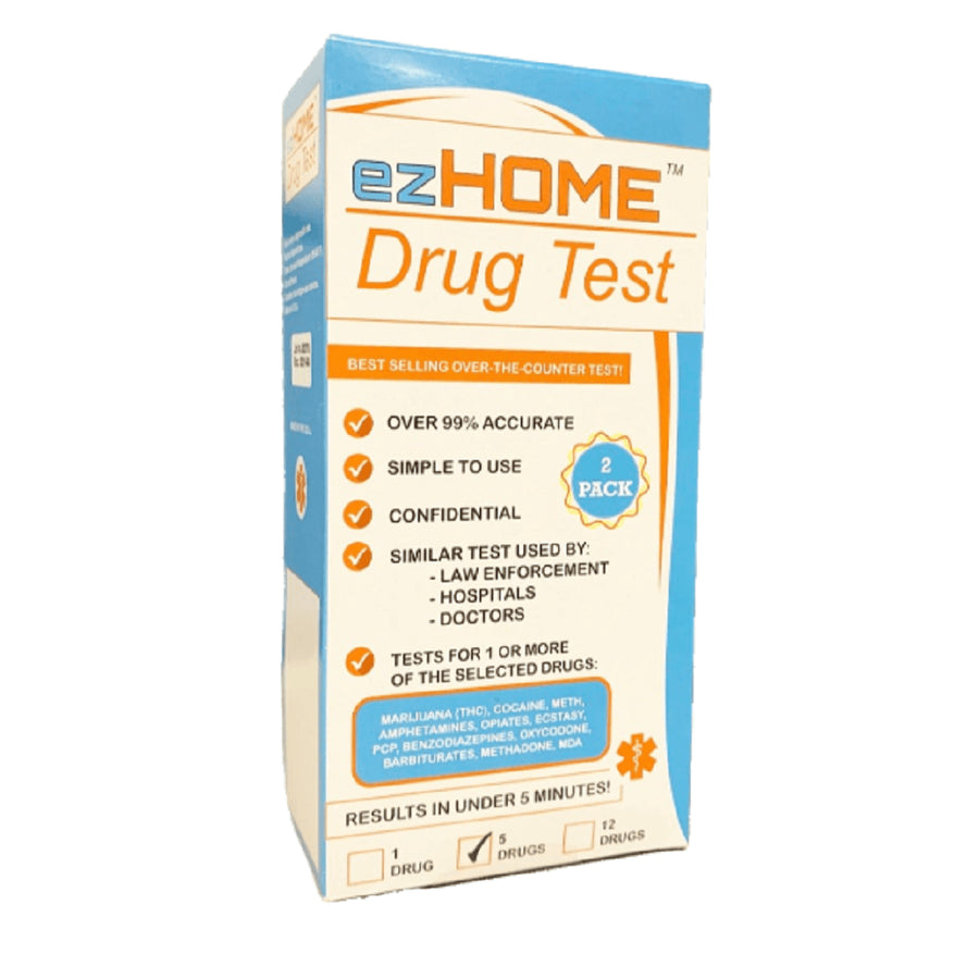 (2 Pack) ezHOME Drug Test 5 Panel Dip Card Drug Test - 9150T - THC, COC, MET, AMP, OPI-300 + 2 Small Collection Cups Home Drug Test, EZ Home Drug Test, 5 Panel, Dip Cards Phamatech